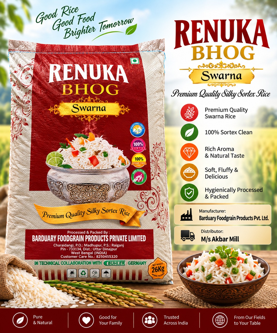 Renuka Bhog Swarna Rice product packet from Akbar Mill