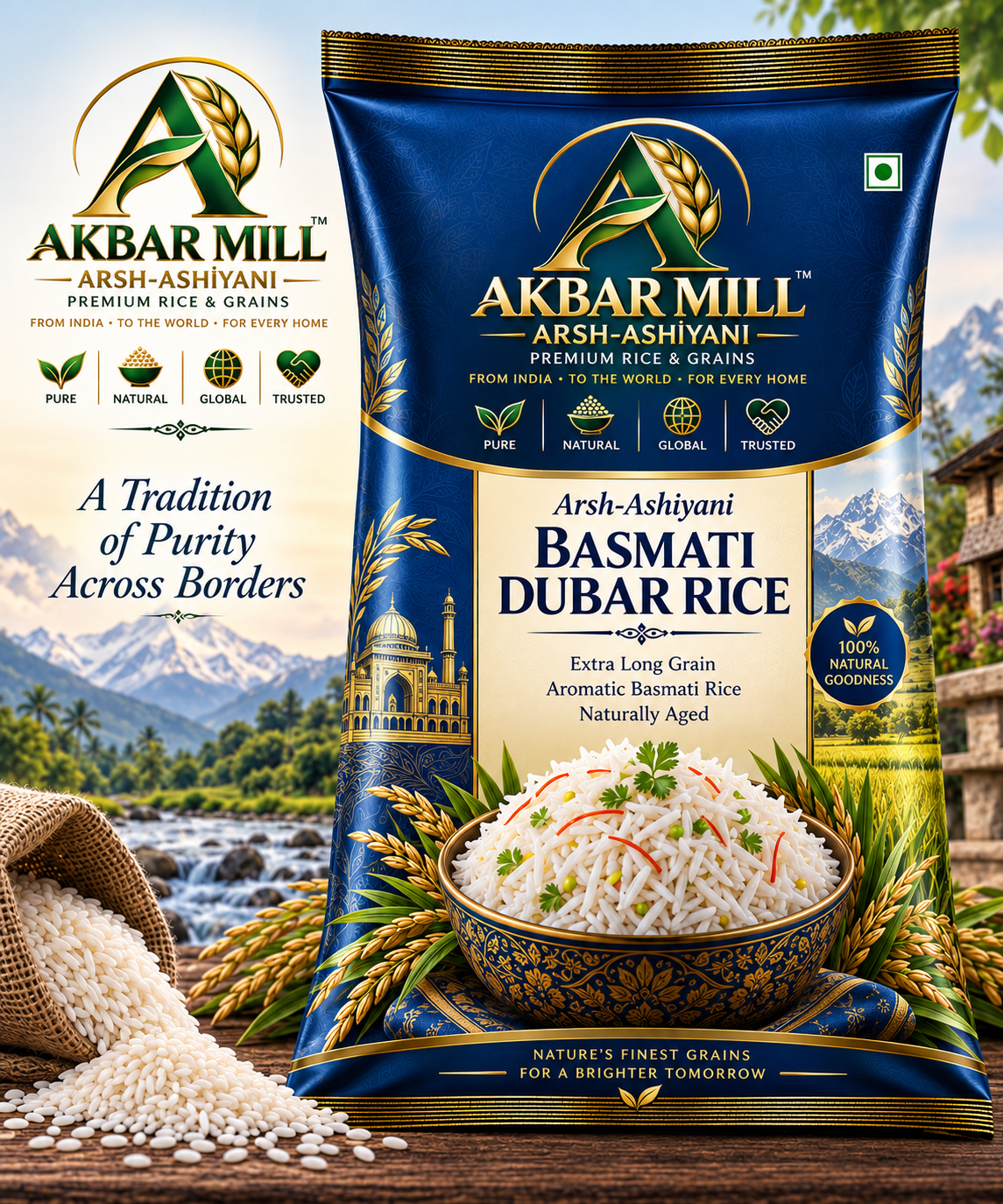 Arsh-Ashiyani Basmati Dubar Rice product packet from Akbar Mill