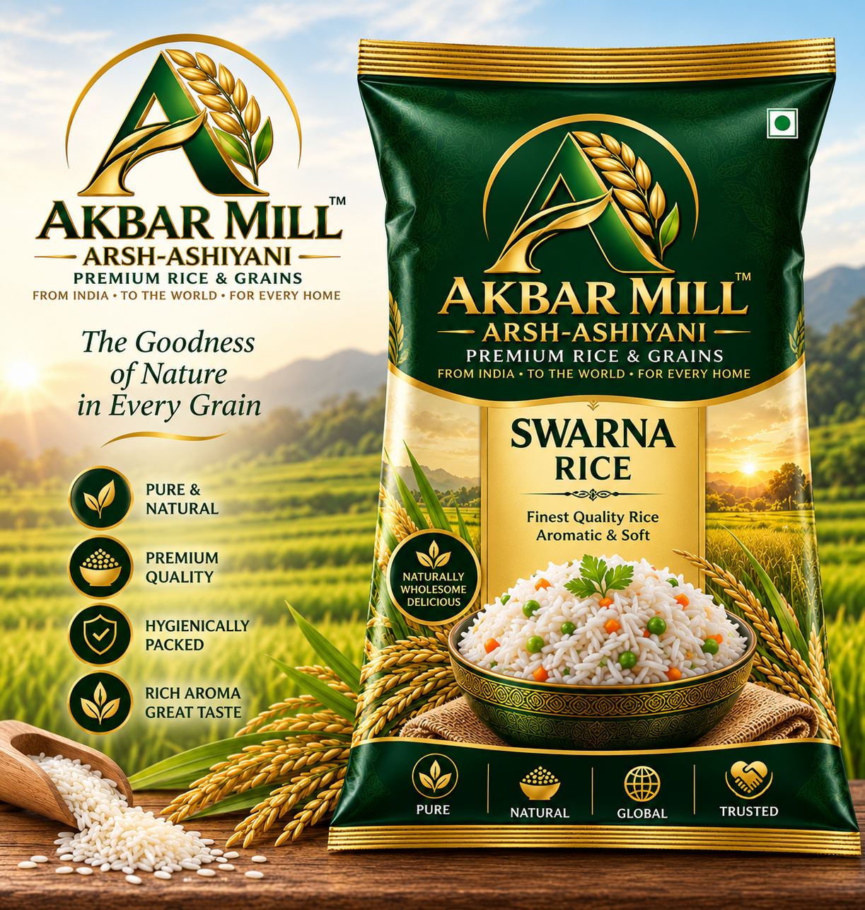 Arsh-Ashiyani Swarna Rice product packet from Akbar Mill